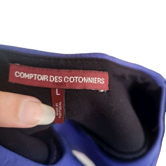 Comptoir Des Cotonniers blue short sleeve scuba type material top, size large - Picture 3 of 4